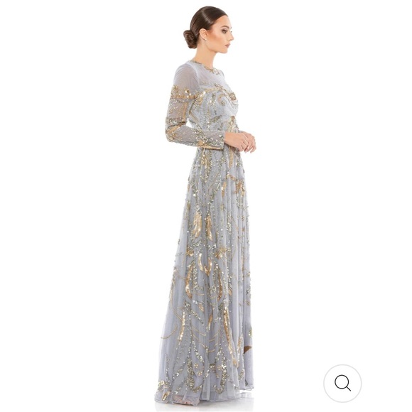 Mac Duggal Long Sleeve Embellished Illusion Gown - Picture 2 of 13